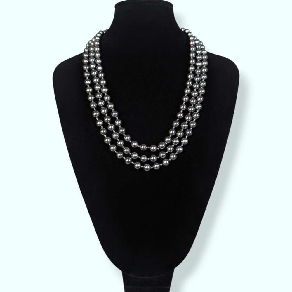 Long Metallic Beaded Infinity Necklace